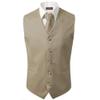 Bravo Men's Formal Slim Fit 3 Pcs Vest + Necktie + Hankie 5 Button Premium Classic Skinny Fashion Casual Dress Suit Tuxedo Graduation Wedding Business Waistcoat Hanky Coat (Medium, Beige) view 1