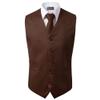 BRAVO Men's Formal Slim Fit 3 Pcs Vest + Necktie + Hankie 5 Button Premium Classic Skinny Fashion Casual Dress Suit Tuxedo Graduation Wedding Business Waistcoat Hanky Coat (XXX-Large, Brown) view 1
