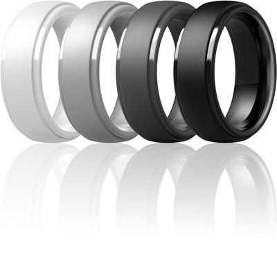 ThunderFit Silicone Mens Wedding Rings, 10mm Wide 2.5mm Thick Rubber Wedding Bands-Variety Multipack 1-7