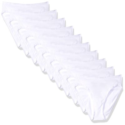 Amazon Essentials Women's Cotton Bikini Brief Underwear (Available in Plus Size), Pack of 10, White, XX-Large