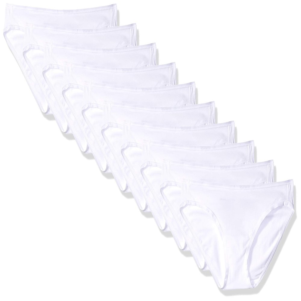 Amazon Essentials Women's Cotton Bikini Brief Underwear (Available in Plus Size), Pack of 10, White, XX-Large