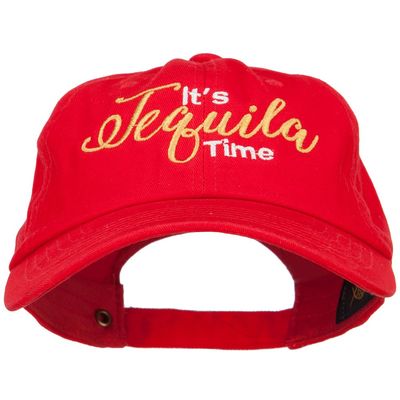 It's Tequila Time Embroidered Unstructured Cap - Red OSFM