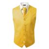 BRAVO Men's Formal Slim Fit 3 Pcs Vest + Necktie + Hankie 5 Button Premium Classic Skinny Fashion Casual Dress Suit Tuxedo Graduation Wedding Business Waistcoat Hanky Coat (XXX-Large, Yellow) view 1