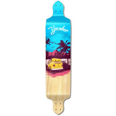 Yocaher Drop Down Longboard Deck 41.25" x 10", Cruising, Carving, Free-Style, and Downhill, for Adults, Teenagers, Kids and All Level Longboard Riders (Deck Only-Blue N' Red)