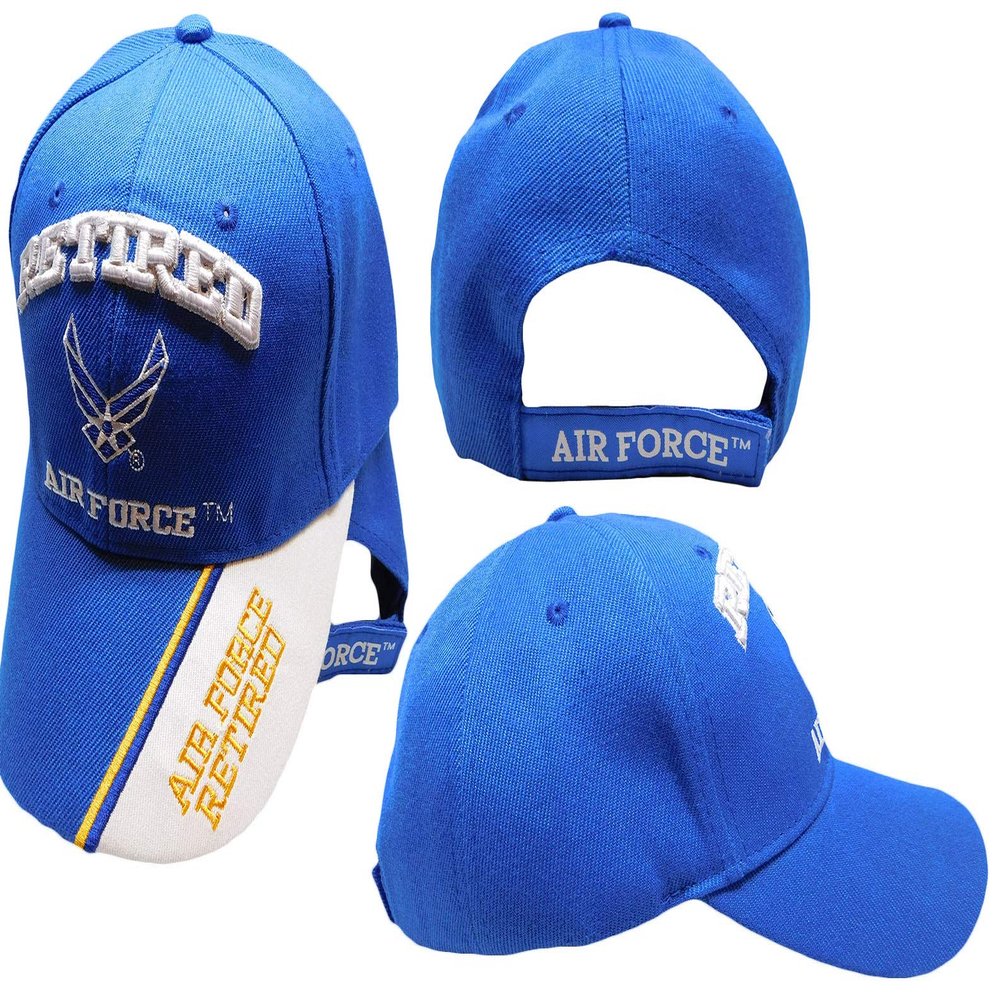 Air Force USAF Retired Wings Royal Blue Embroidered Cap Hat (TOPW)