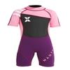 DIVE & SAIL Kids Shorty Wetsuit Short Sleeve Thermal Warm Swimsuit UPF 50+ Sun Protection Full Suit One Piece Swimwear Pink M view 1