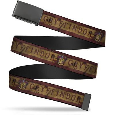 Buckle-Down Web Belt, GRYFFINDOR Crest/Banner Weathered Burgundy/Tan, 1.0" Wide - Fits up to Kids Size 20
