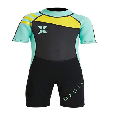 DIVE & SAIL Girls Wetsuit Short Sleeve One Piece Swimsuit Shorty Suit UPF 50+ Sun Protection Warm Stretchy Swimwear Sunsuit Green M