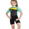 DIVE & SAIL Girls Wetsuit Short Sleeve One Piece Swimsuit Shorty Suit UPF 50+ Sun Protection Warm Stretchy Swimwear Sunsuit Green M view 3