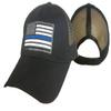 AES MESH Support TBL Police Sheriff Thin Blue LINE USA Flag Patch Baseball Hat Cap view 1