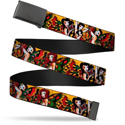 Buckle-Down Kid's Web Belt Tattoo Johnny Butterfly Girl 1.0" Accessory, tattoo Johnny butterfly girl, 1.0" Wide - Fits up to Kids Size 20