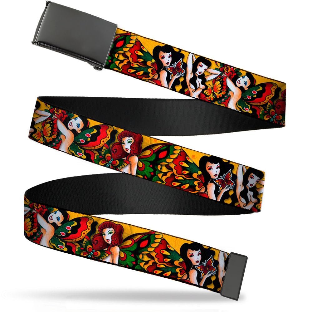 Buckle-Down Kid's Web Belt Tattoo Johnny Butterfly Girl 1.0" Accessory, tattoo Johnny butterfly girl, 1.0" Wide - Fits up to Kids Size 20