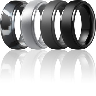 ThunderFit Silicone Mens Wedding Rings, 10mm Wide 2.5mm Thick Rubber Wedding Bands-Variety Multipack 1-7