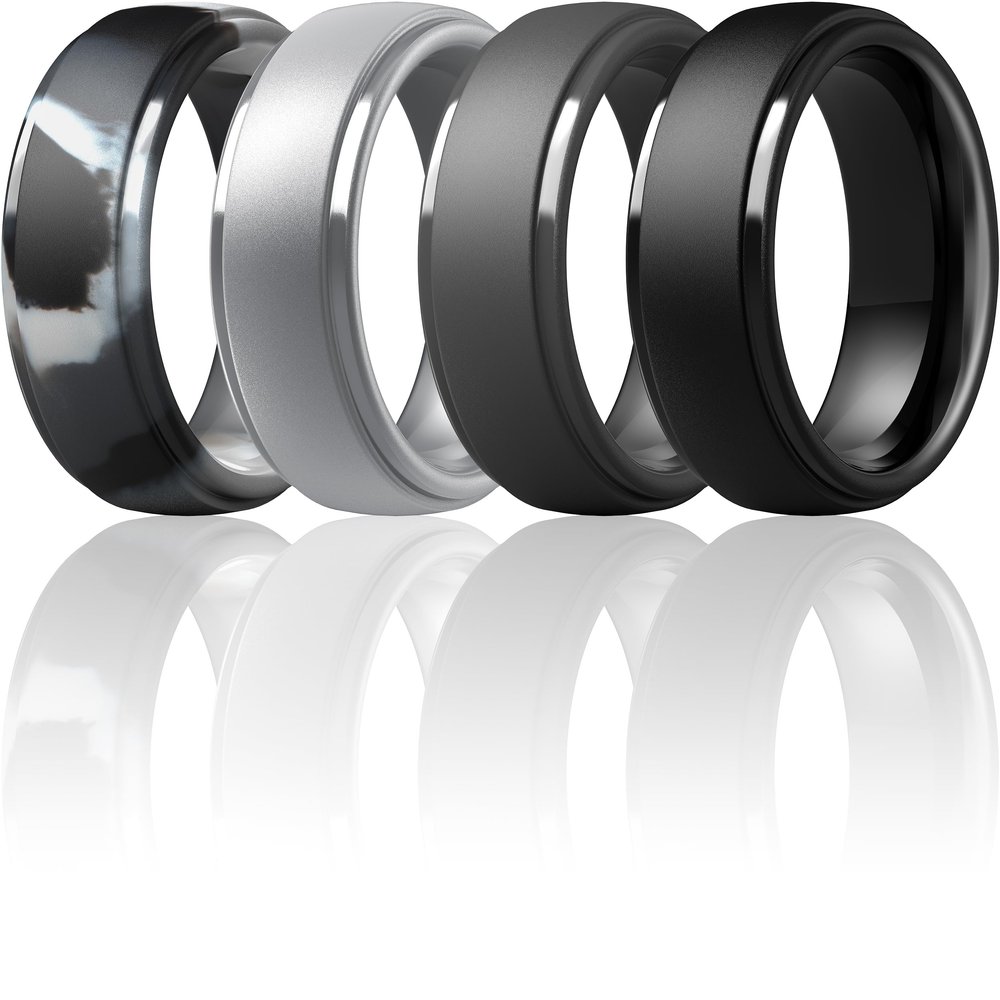 ThunderFit Silicone Mens Wedding Rings, 10mm Wide 2.5mm Thick Rubber Wedding Bands-Variety Multipack 1-7