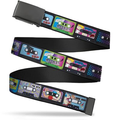 Nickelodeon Big Buckle-Down Web Belt Nick 90's Rewind, Multicolor, 1.0" Wide-Fits up to Kids Size 20
