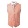Bravo Men's Formal Slim Fit 3 Pcs Vest + Necktie + Hankie 5 Button Premium Classic Skinny Fashion Casual Dress Suit Tuxedo Graduation Wedding Business Waistcoat Hanky Coat (XX-Large, Peach) view 1