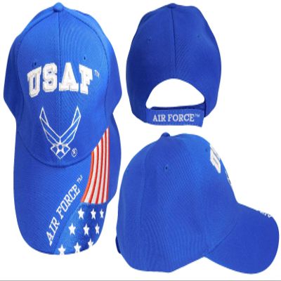 Air Force Wings USA Flag Royal Blue Embroidered Cap Hat 603GA