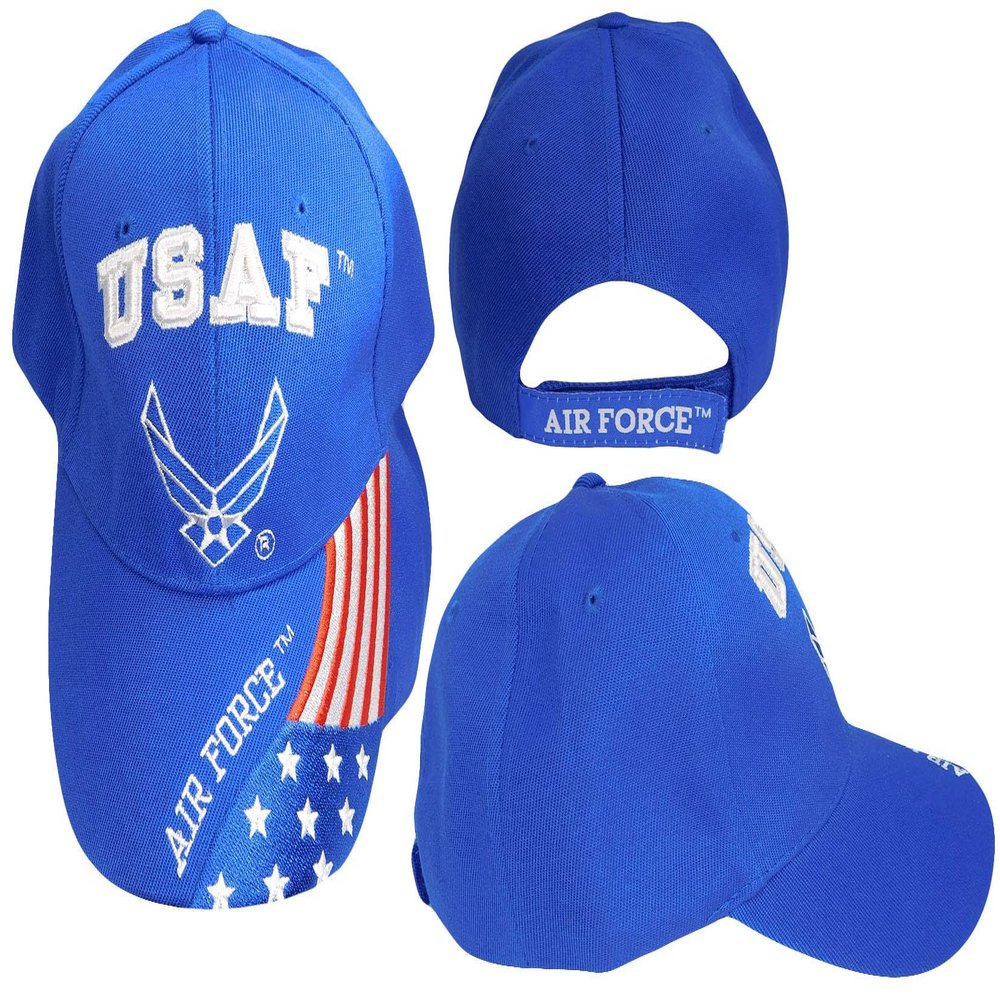Air Force Wings USA Flag Royal Blue Embroidered Cap Hat 603GA