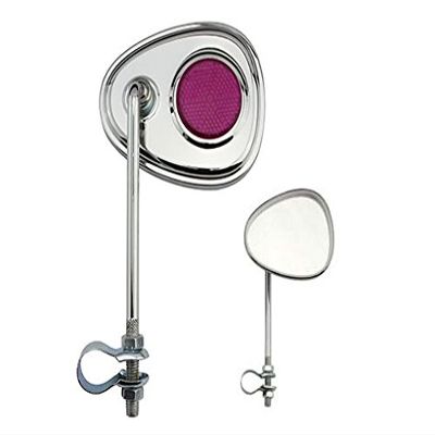 Lowrider V Bicycle Bike Mirror Chrome with Purple Reflector. Bike Part, Bicycle Part, Bike Accessory, Bicycle Accessory