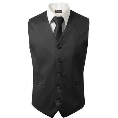 3 Pcs Vest - Tie - Hankie Men's Fashion Formal Dress, Black, Size XXXX-Large