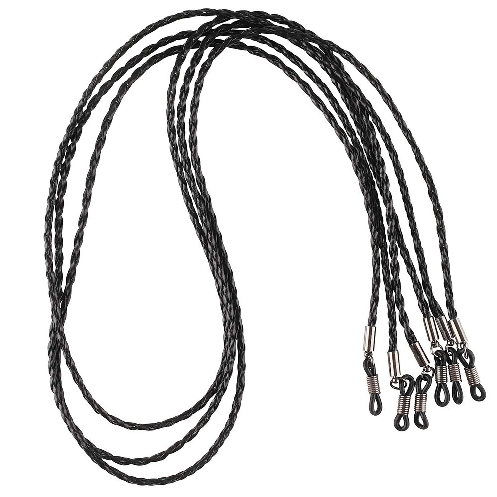 Avitron Elegant Eyeglass, Sunglass Strap-Chain- Retainer Braided, Sports Band, Black 3 Pack - PU Leather For Men Women By HANGIT