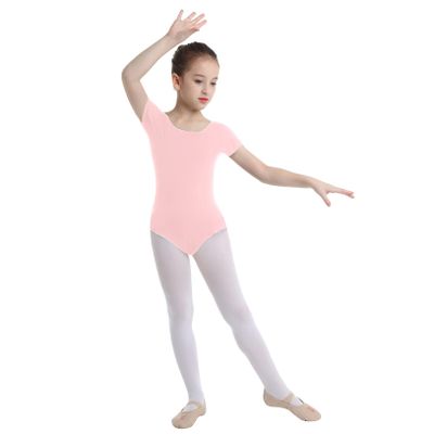 Freebily Kids Girls Short/Long Sleeve Basic Gymnastics Leotard Active Shirt Ballet Dance Leotard Athletic Tank Tops Pink 3 Years