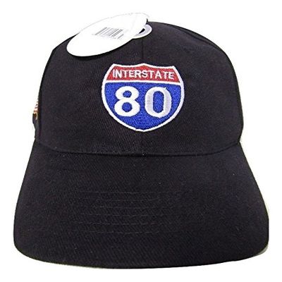 AES United States Interstate 80 Highway American Original Black Embroidered Cap Hat