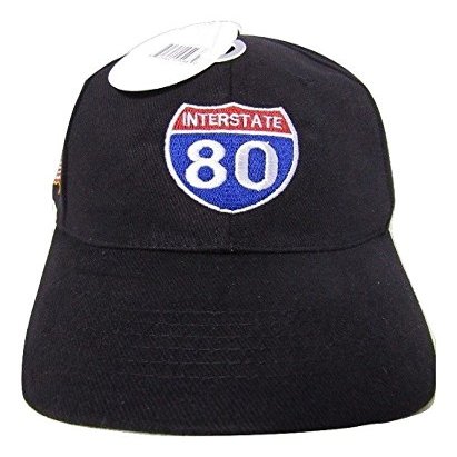 AES United States Interstate 80 Highway American Original Black Embroidered Cap Hat