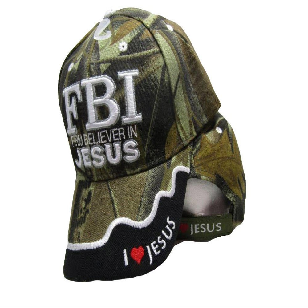 AES FBI Firm Believer in Jesus Christ Christian Camo Camouflage Embroidered Cap Hat