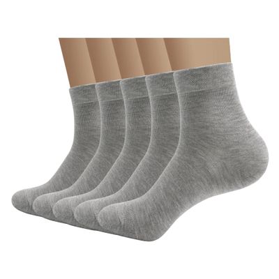 SERISIMPLE Viscose Bamboo Men's Breathable Quarter Thin Ankle High Socks - Comfort Cool Soft 5 Pairs (Large, Grey)