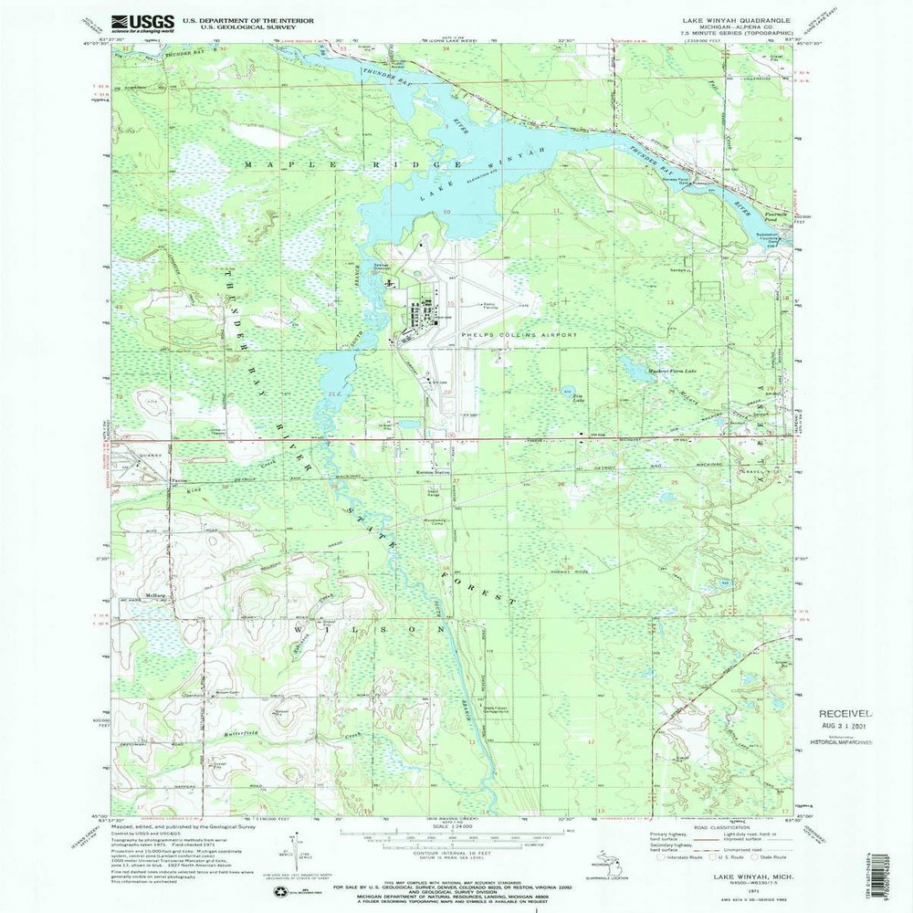 YellowMaps Lake Winyah MI topo map, 1:24000 Scale, 7.5 X 7.5 Minute, Historical, 1971, Updated 1974, 26.9 x 21.6 in - Tyvek