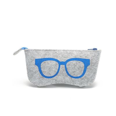 AKOAK Portable Soft Felt Glasses Pouch Zipper Briefcase Holder Sunglasses Protective Case Cosmetic Pouch Wallet Pouch (Blue)