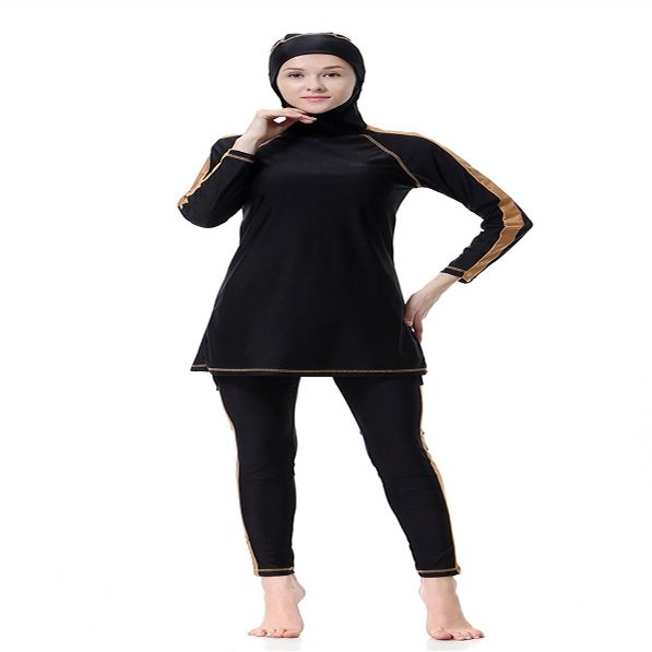 TianMai Hot New Surfing Suit Long Sleeve Muslim Swimwear Islamic Modest Swimsuit Beachwear Burkini Lady Rash Guard Costume (Black, Int'l 2XL,US Size 10-12)
