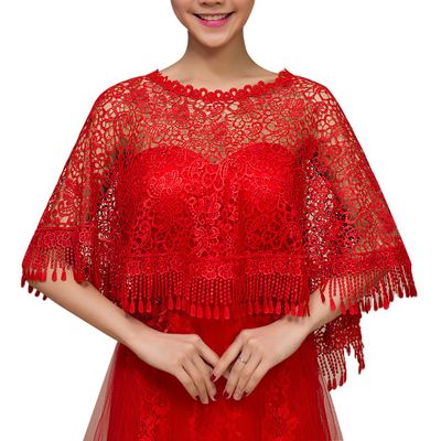 Elegant Women's Wedding Embroidered Lace Shawl Wrap for Wedding Dresses Cape (PJ1029)