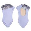 117141037 Floral Mesh Leotards High Neck Ballet Dance Leotards (Light Purple, M) view 3
