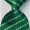 Geotae Zerun New Classic Men's Striped Silk Tie Necktie (Green/White) view 2