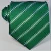Geotae Zerun New Classic Men's Striped Silk Tie Necktie (Green/White) view 3