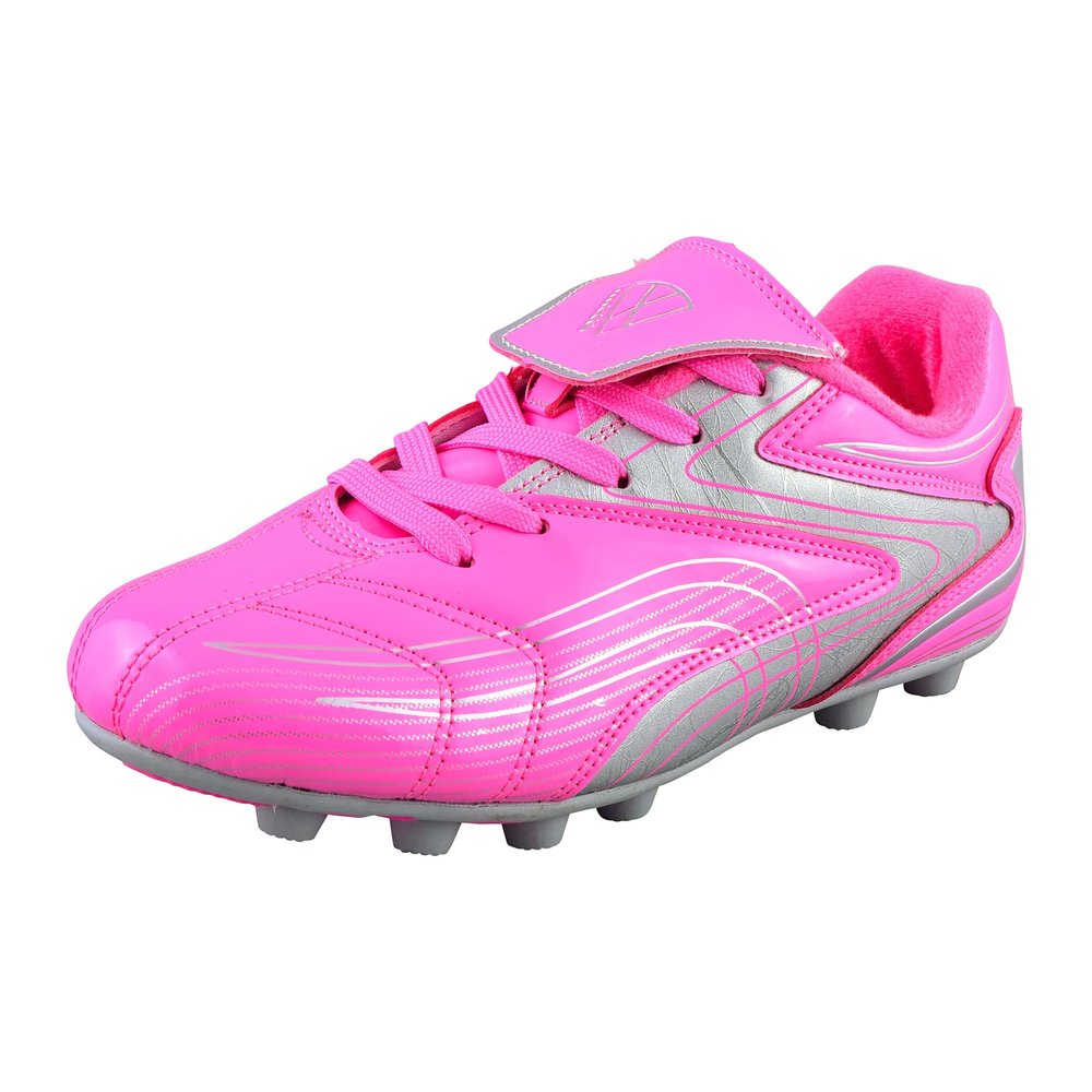 Vizari Soccer Cleats Boys Girls | Youth Firm Ground Football Shoes | Athletic Outdoor Training & Match Pink/Silver