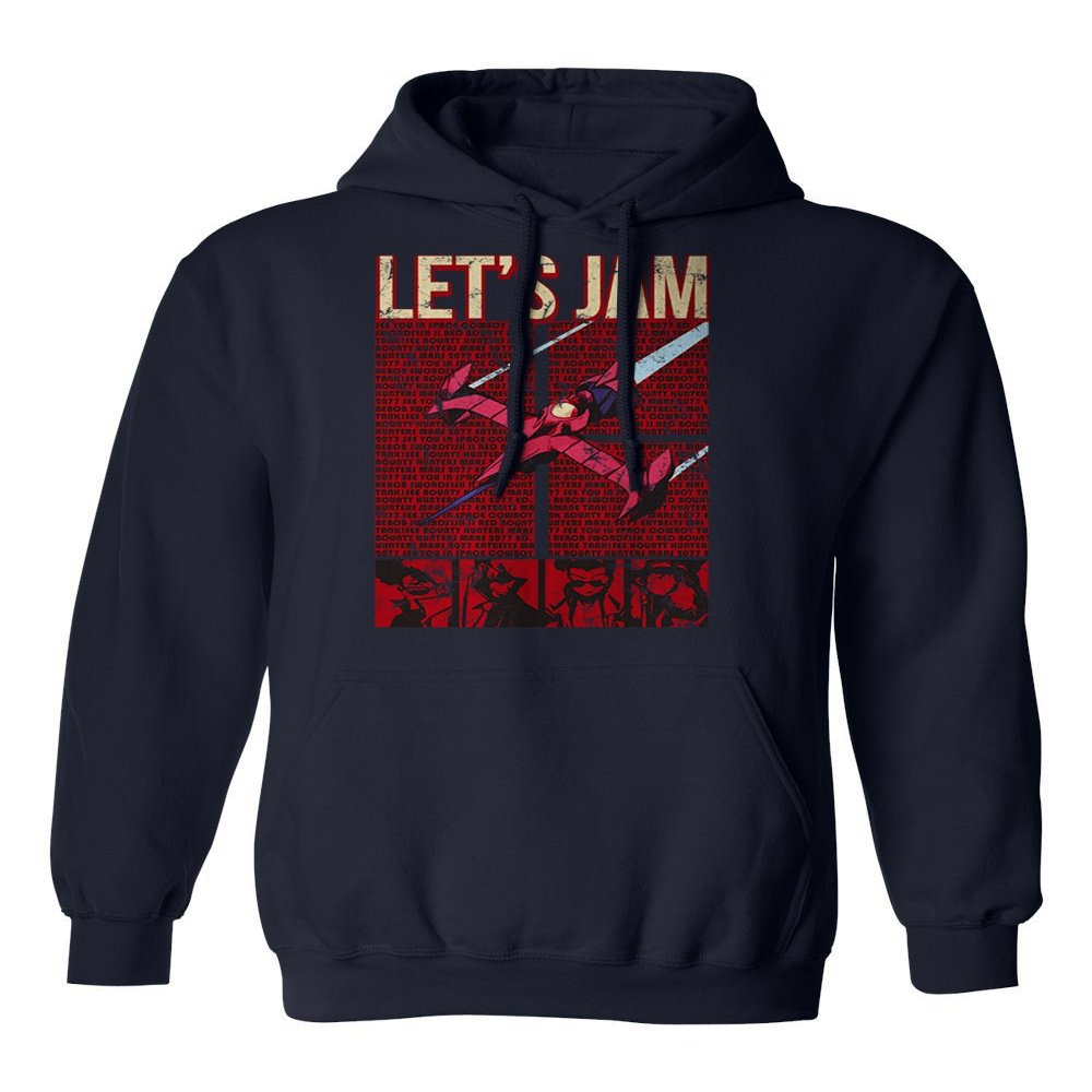 RIVEBELLA New Graphic Shirt Lets Jam Novelty Tee Cowboy Men's Hoodie Hooded Sweatshirt (Navy, S)