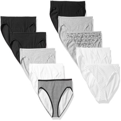 Amazon Essentials Women's Cotton High Leg Brief Underwear (Available in Plus Size), Breathable, Pack of 10, Neutral, Medium