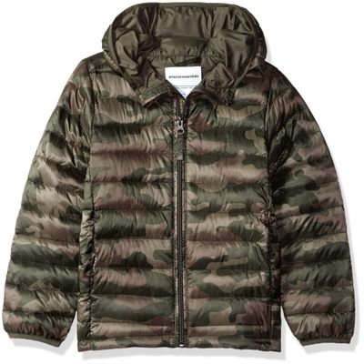 Amazon Essentials Big Boy's Hooded Puffer Jacket Outerwear, camo print, XX-Large