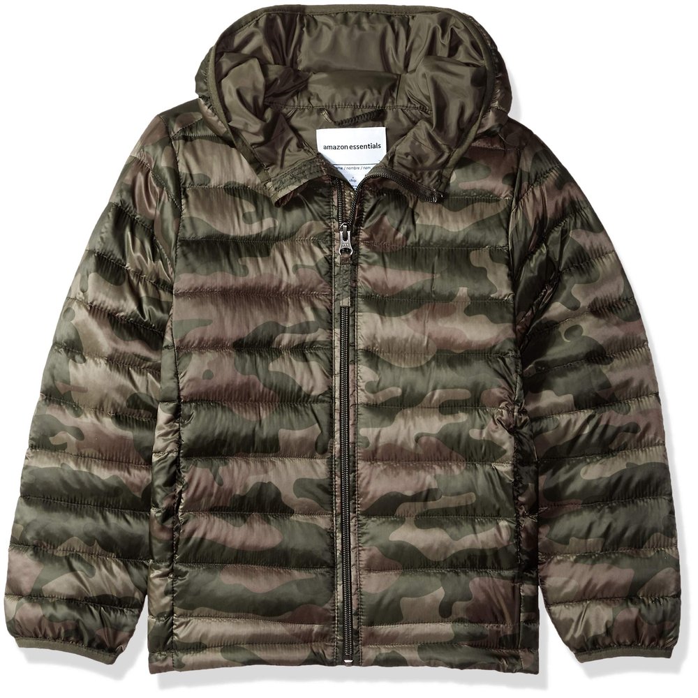 Amazon Essentials Big Boy's Hooded Puffer Jacket Outerwear, camo print, XX-Large