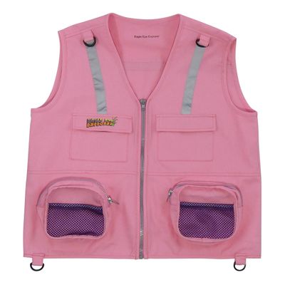Eagle Eye Explorer Kids Cargo Vest for Boys and Girls with Reflective Safety Straps. 100% cotton. Size: M/L Color: Pink