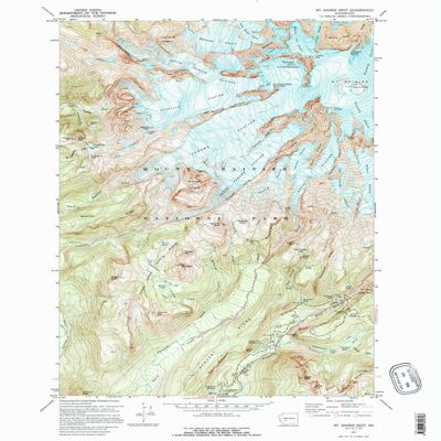 YellowMaps Mt Rainier West WA topo map, 1:24000 Scale, 7.5 X 7.5 Minute, Historical, 1971, Updated 1996, 26.9 x 22.1 in - Tyvek