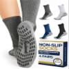 Pembrook Non Slip Crew Grippy Socks Men & Women - 4 Pairs | Non Slip Socks for Elderly, Hospital, Pilates, Yoga, Barre, House | Black, White, Gray, Navy view 1