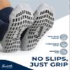 Pembrook Non Slip Crew Grippy Socks Men & Women - 4 Pairs | Non Slip Socks for Elderly, Hospital, Pilates, Yoga, Barre, House | Black, White, Gray, Navy view 2