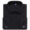 Alimens & Gentle French Cuff Regular Fit Dress Shirts (Cufflink Included), Black, 17.5 Neck - 34/35 Sleeve view 1