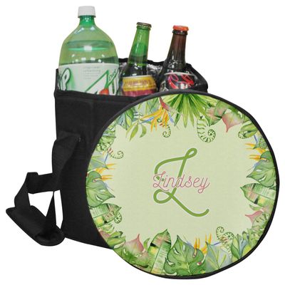 YouCustomizeIt Personalized Tropical Leaves Border Collapsible Cooler & Seat
