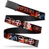 Buckle-Down Web Belt, DRIFTERS 3-Character Poses/Icons Black/Flames/White, 1.0" Wide - Fits up to Kids Size 20 view 1