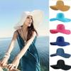 GREFER Women Summer Foldable Wide Large Brim Floppy Beach Hat Sun Straw Hat view 2